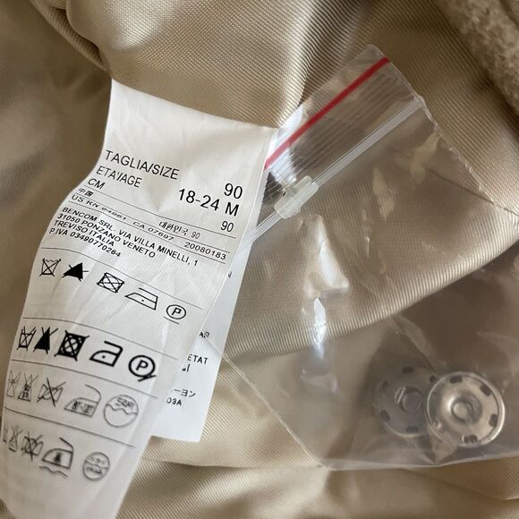 United Colors of Benetton Girls Toddler Size 18-24 Months Tan Wool Button Coat - Picture 5 of 6